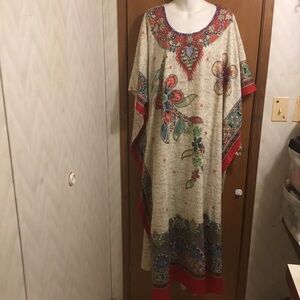 Moroccan Kaftan Bohemian Floral  Floral Glitter Maxi Dress XXL